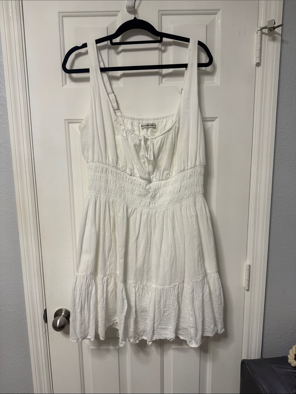 White Sleeveless Smocked Waist Sun Dress XLT